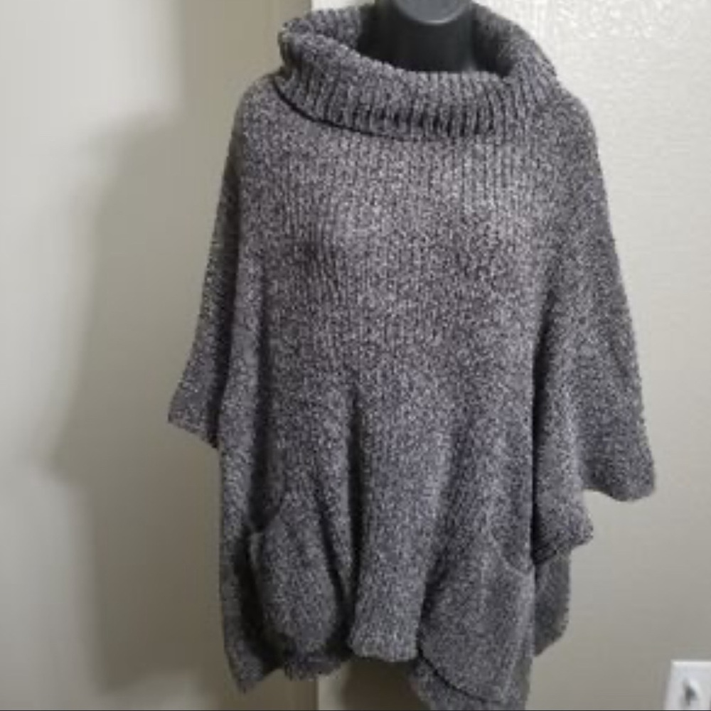 Grey Steve Madden turtle neck poncho sweater